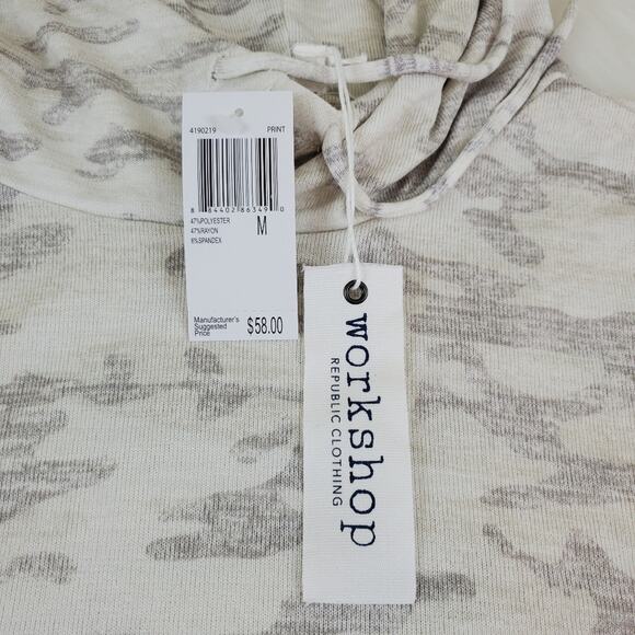 $5 Sale!!! NWT $58 Workshop Medium Drop Shoulder Long Sleeve Camo Hoodie - Picture 5 of 9